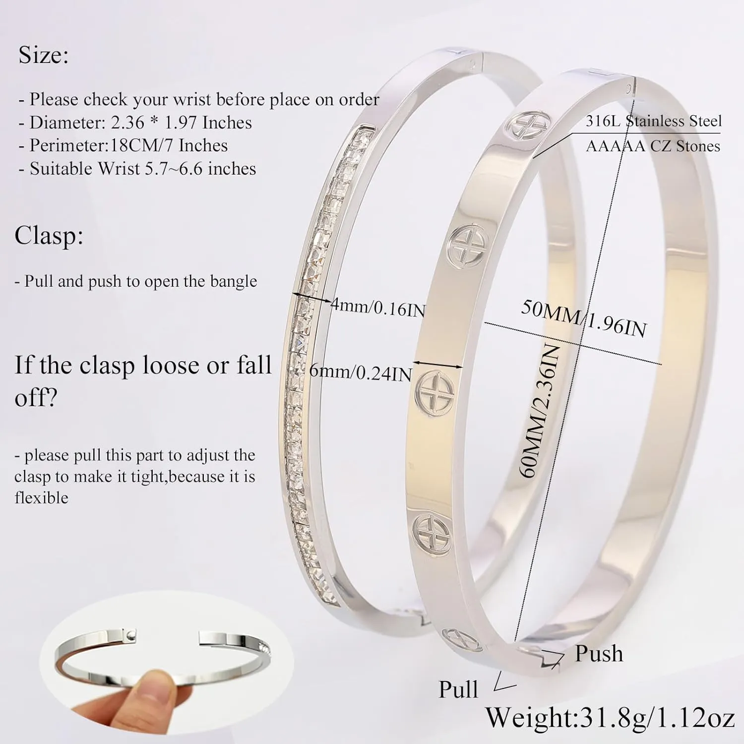 Gold Bangle Bracelets for Women - 2PCS 18 K Gold Plated Stainless Steel Love Bangle Friendship Stack Bracelet Bangle for Her.