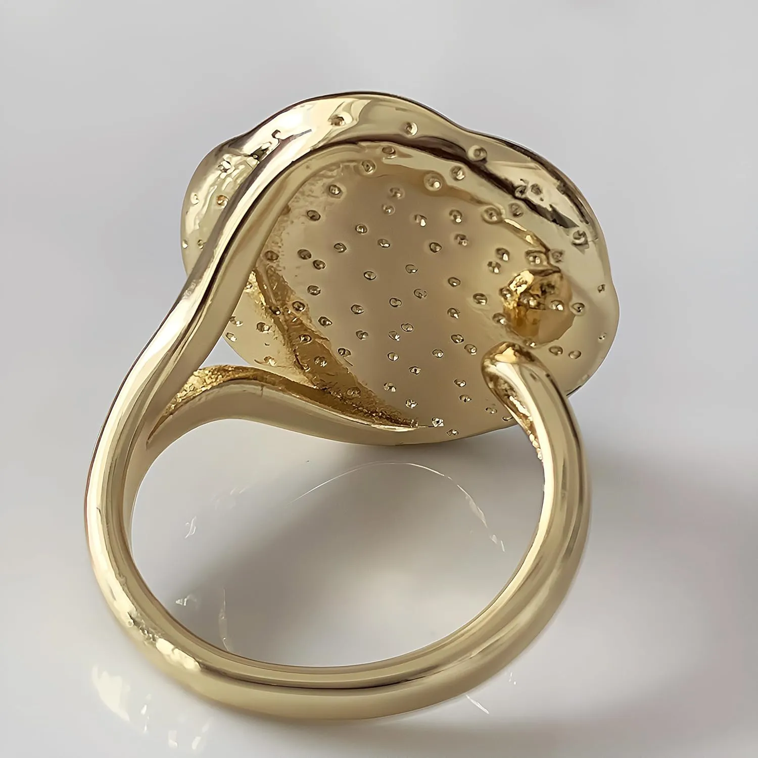 Handmade Natural Material Adjustable Ring,Abalone Shell, 14k Gold Plated - Perfect Gift for Women & Teen Girls(Single)