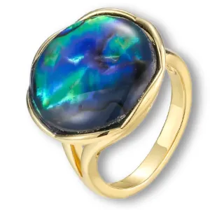 Handmade Natural Material Adjustable Ring,Abalone Shell, 14k Gold Plated - Perfect Gift for Women & Teen Girls(Single)