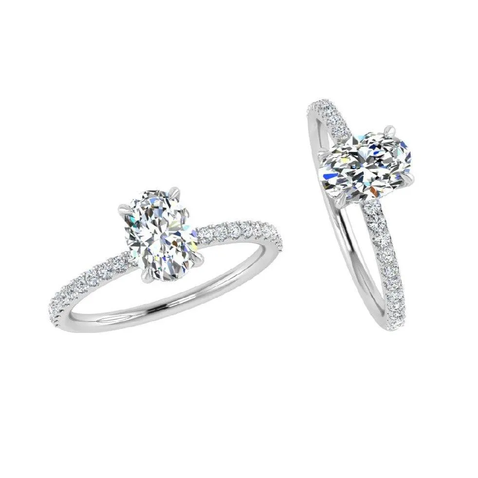 Hidden Halo Solitaire Plus Oval Diamond Engagement Ring