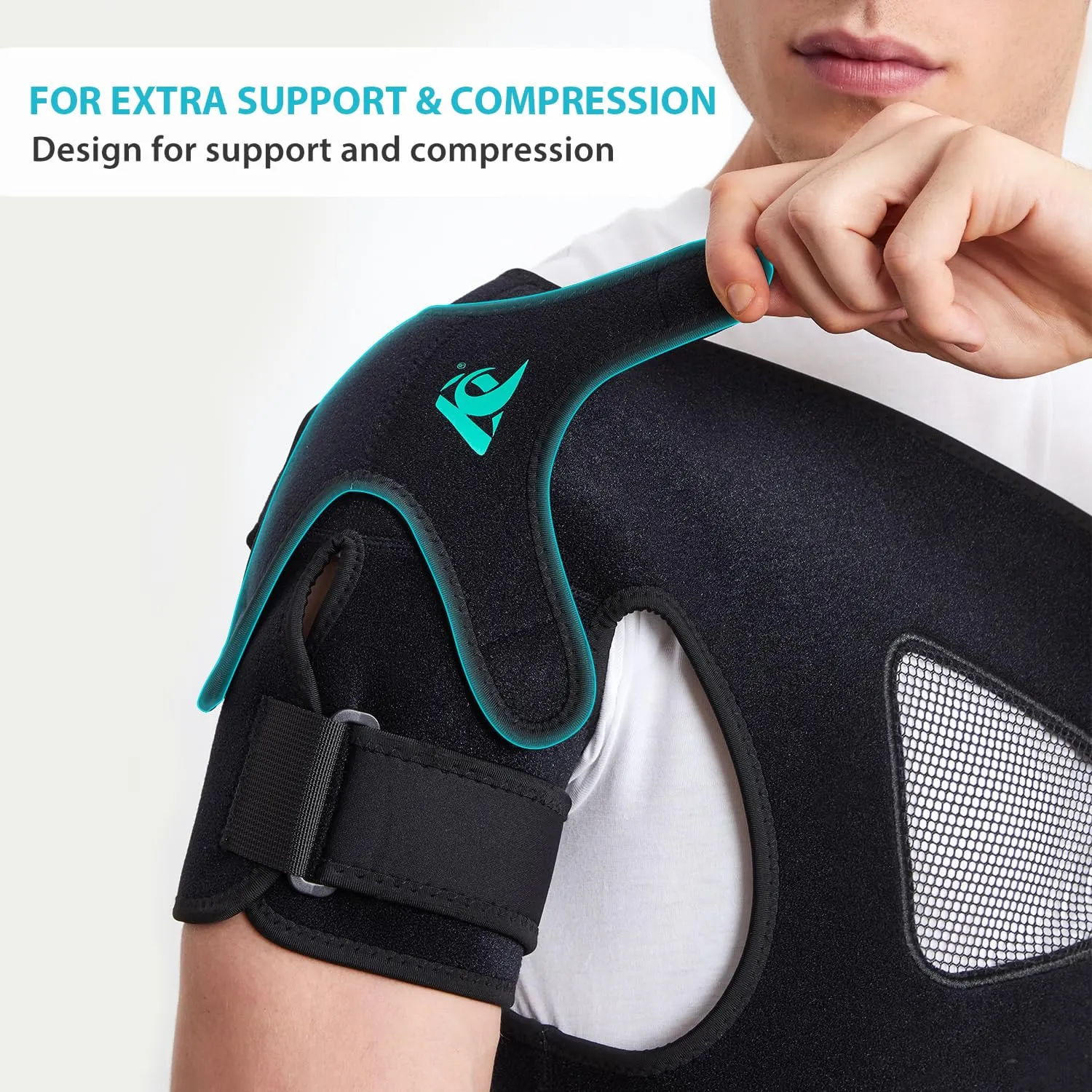 KD Shoulder Support Brace: Shoulder Stability Brace for Torn Rotator Cuff, AC Joint Pain Relief, Dislocation, Tendonitis, Arthritis - Shoulder Braces for Men/Women with X-Strap Support System