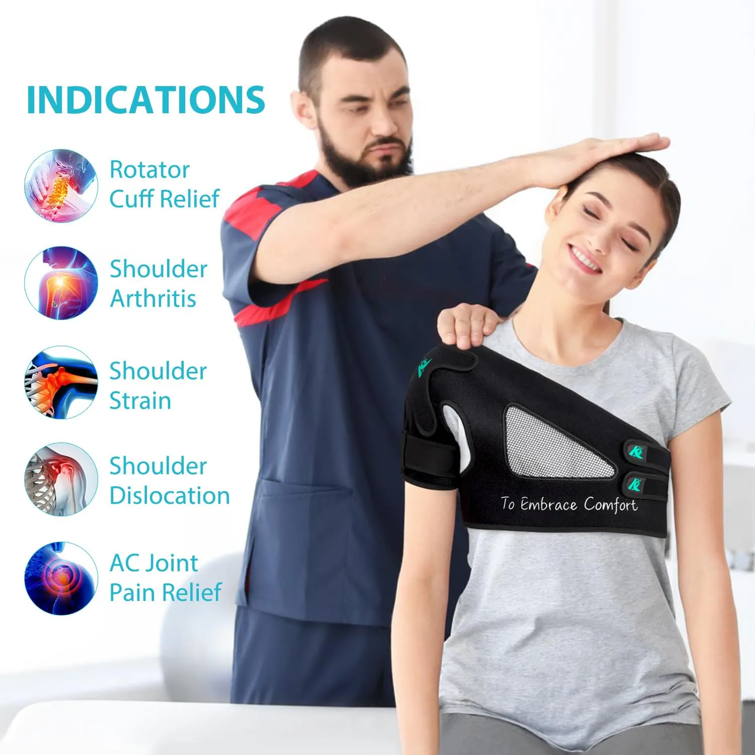 KD Shoulder Support Brace: Shoulder Stability Brace for Torn Rotator Cuff, AC Joint Pain Relief, Dislocation, Tendonitis, Arthritis - Shoulder Braces for Men/Women with X-Strap Support System