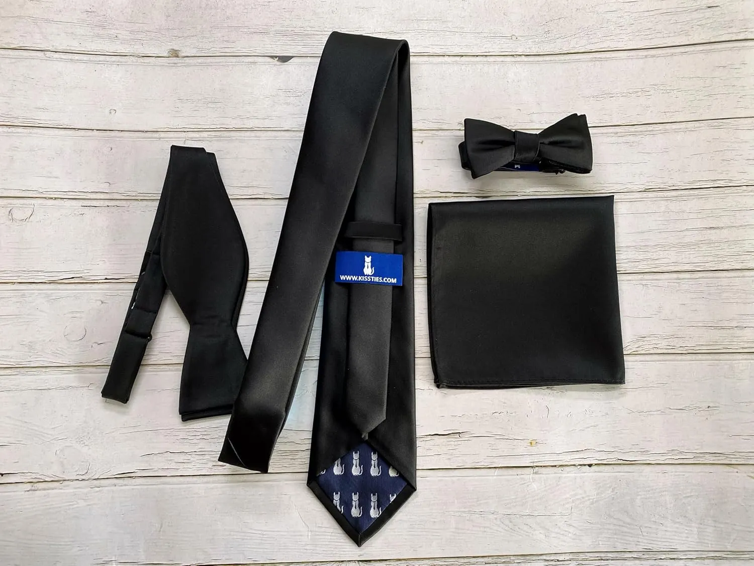 KissTies 1PC/6PCS Satin Pocket Square Solid Color Handkerchief   Gift Box