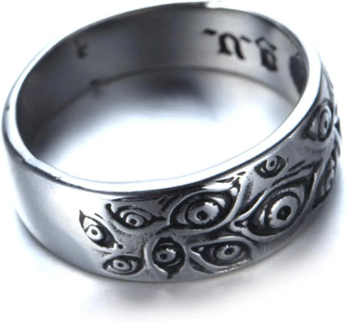 Men's Vintage Stainless Steel Engraved Eye of God Ring Black Gold Silver Tone