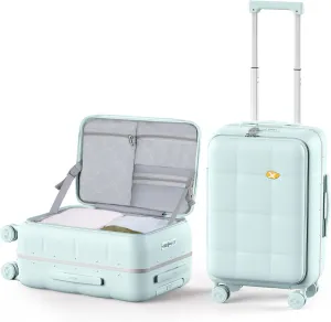 MGB 20 Inch Carry On Luggage with Wheels PC Hard Shell Suitcase Top Opening Aluminum Frame Travel Luggage Suitcases for Woman Men Gifts 22 X 14 X 9 Airline Approved with TSA Lock