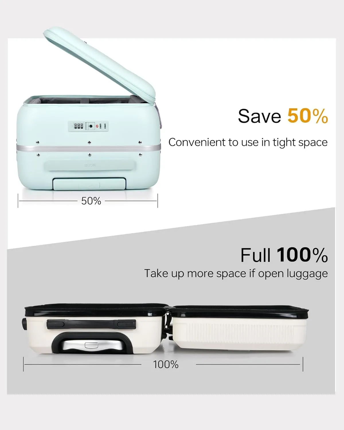 MGB 20 Inch Carry On Luggage with Wheels PC Hard Shell Suitcase Top Opening Aluminum Frame Travel Luggage Suitcases for Woman Men Gifts 22 X 14 X 9 Airline Approved with TSA Lock
