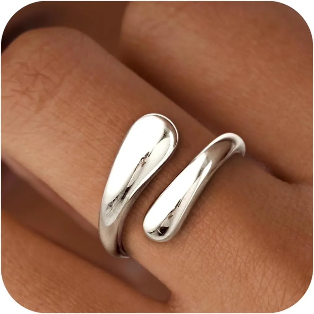 Non Tarnish Gold Chunky Rings for Women, 14K Gold Plated Statement Dome Rings, Stackable Mens Wedding Band Jewelry Size 5-15