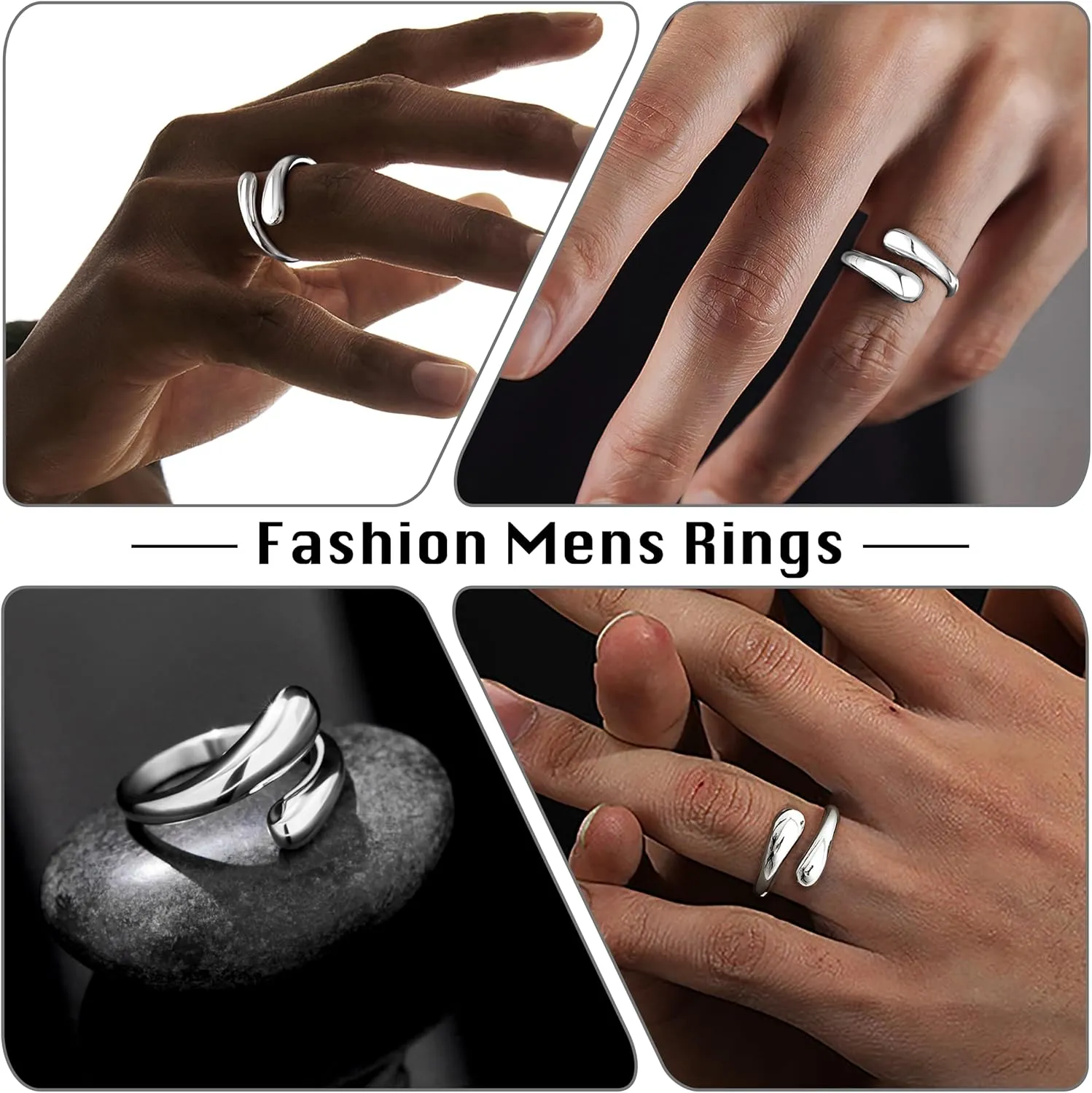Non Tarnish Gold Chunky Rings for Women, 14K Gold Plated Statement Dome Rings, Stackable Mens Wedding Band Jewelry Size 5-15