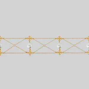 OPHELIA. Medieval Cross Choker - Gold