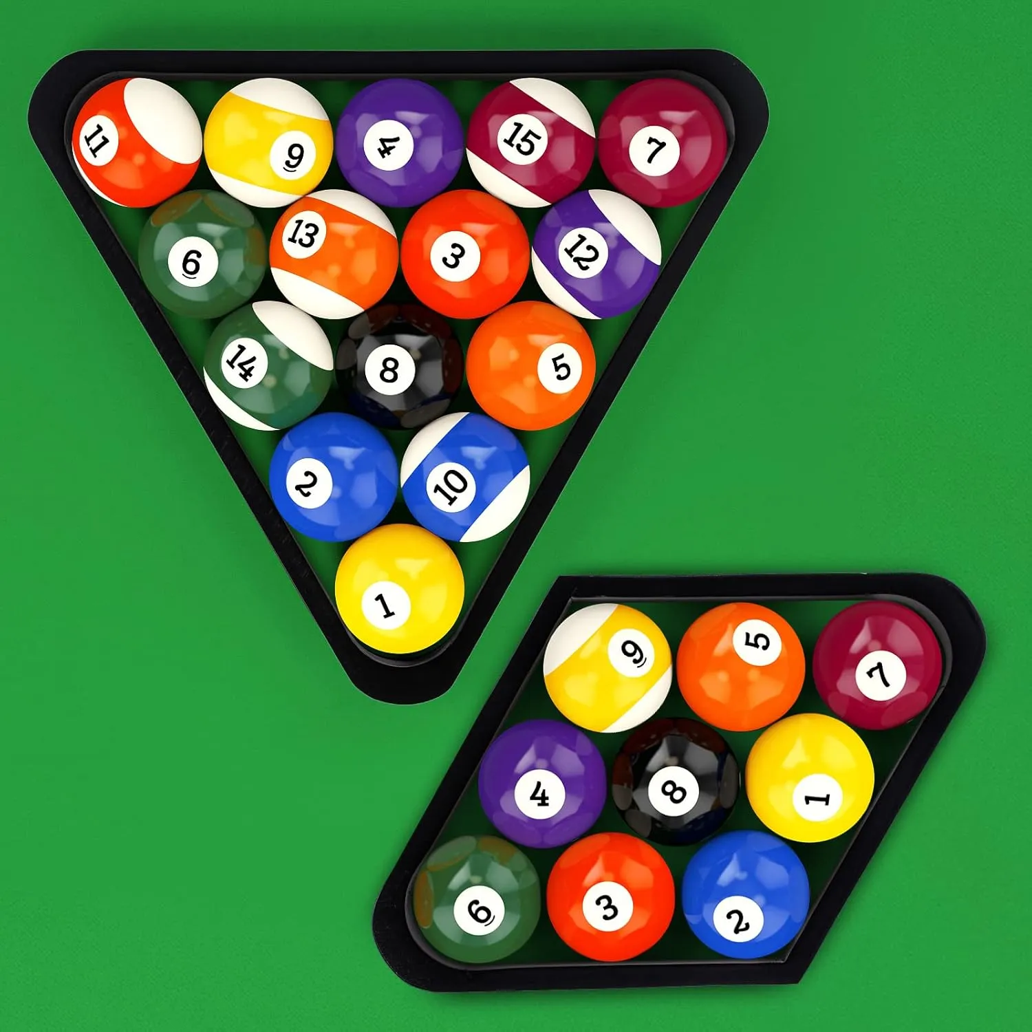 OwnMy Set of 2 Wooden Billiard Ball Rack Set, Vintage Solid Wood Billiard 8-Ball Triangle Rack & 9-Ball Diamond Rack Table Pool Ball Racks