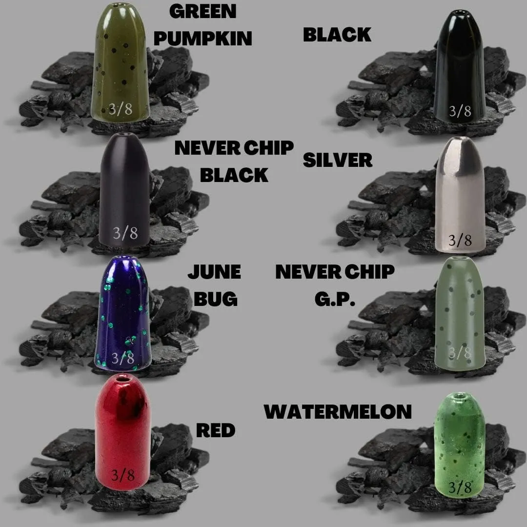 Reaction Tackle Tungsten Worm Weights for Bass Fishing - Bullet Shaped Sinkers/Fishing Weights - for Texas Rig and Carolina Rig/Size Stamped