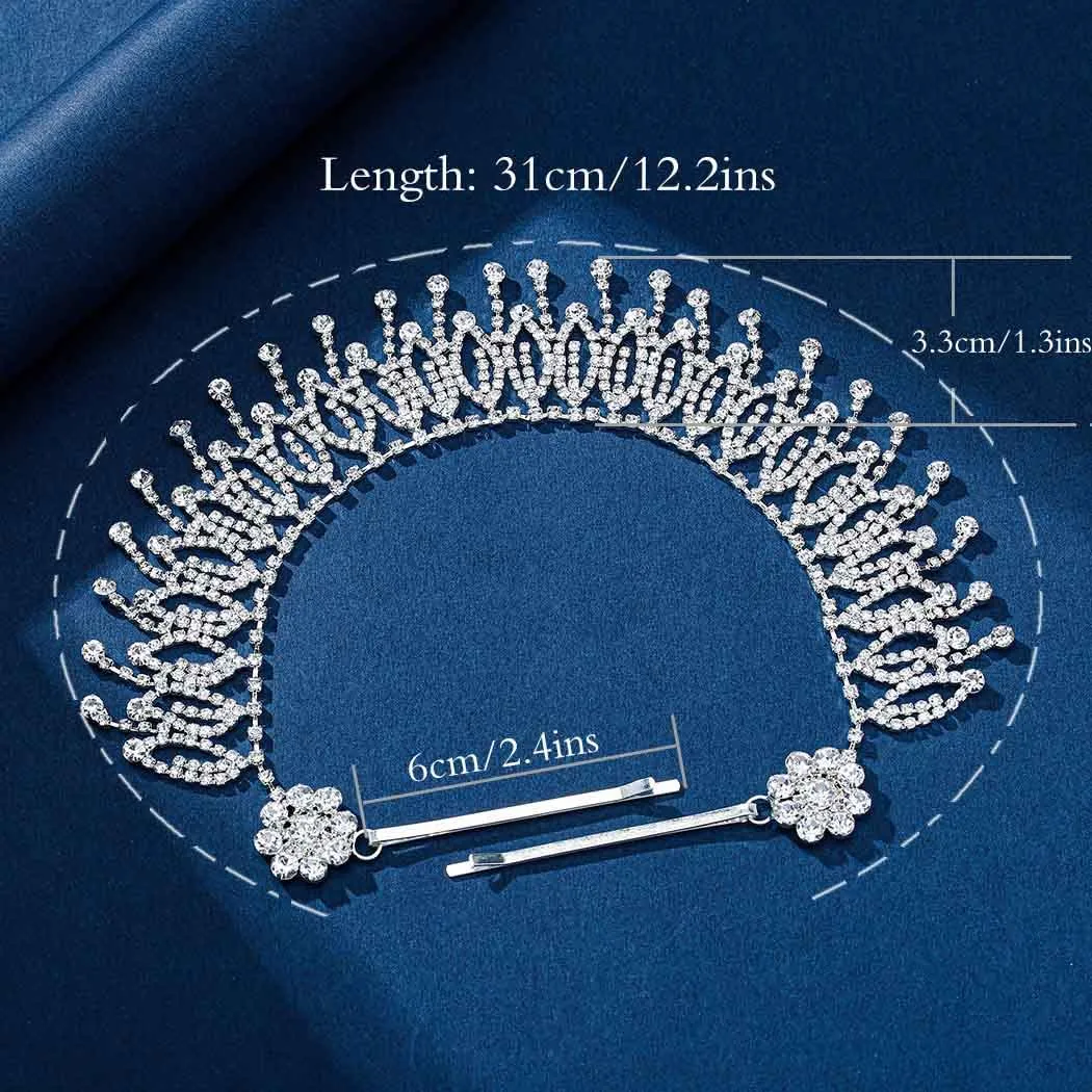 Rhinestone Head Chain Silver Jewelred Headpiece Tassel Boho Hair Chain Wedding Bride Hair Accessories for Women (Silver-Vintage)