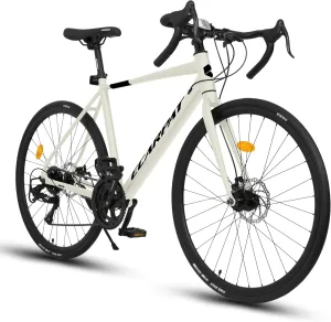 Road Bike 700C Tires, Drop Bar 16 Speeds Hybrid Bike for Men Women, Aluminum Alloy Lightweight Frame Disc Brake Racing Bike, City Commuting Road Bicycle for Men Women, Pink, White, Blue Color