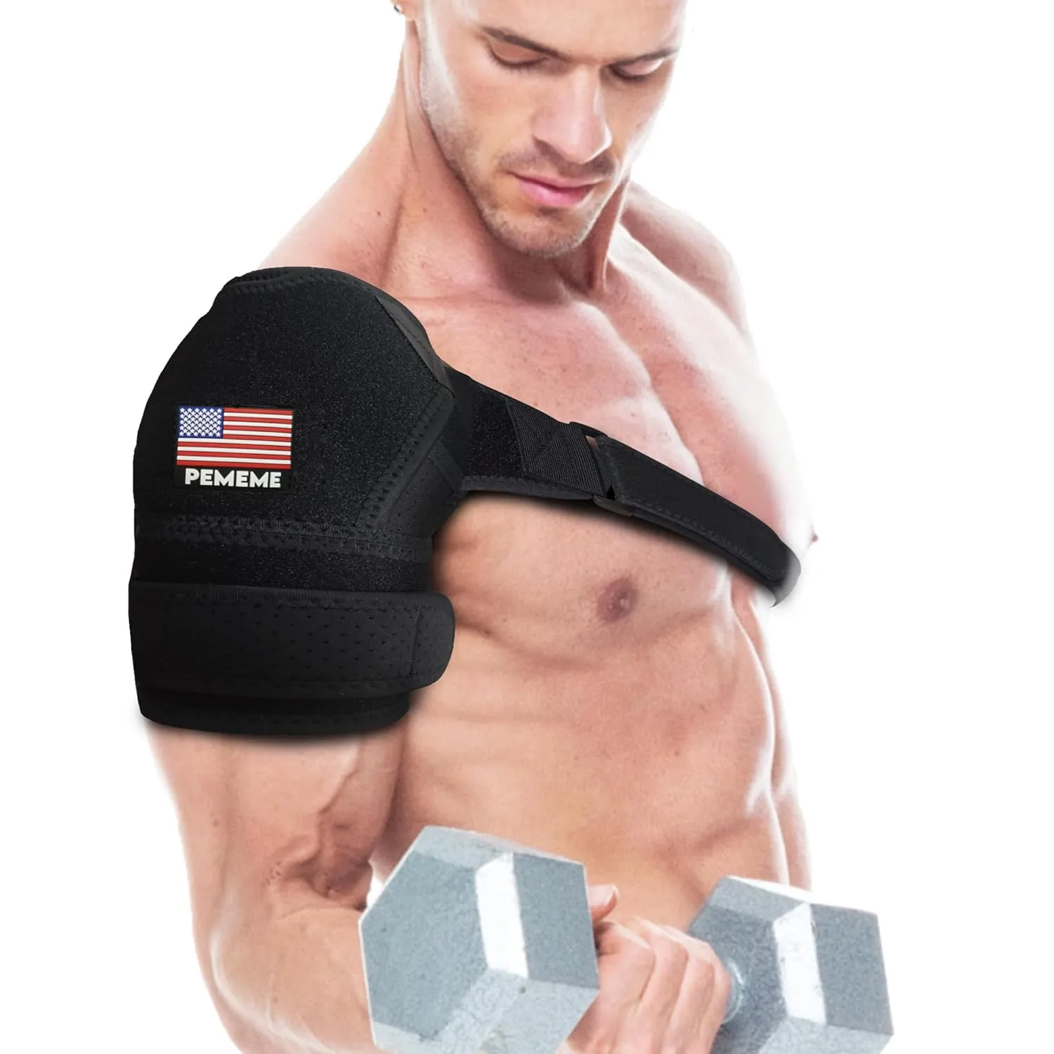 Shoulder Brace for Torn Rotator Cuff, Arm Sling for Shoulder Injury, Adjustable Compression Sleeve with Ice Pack Pocket - Men & Women, Pain Relief & Support (Black)