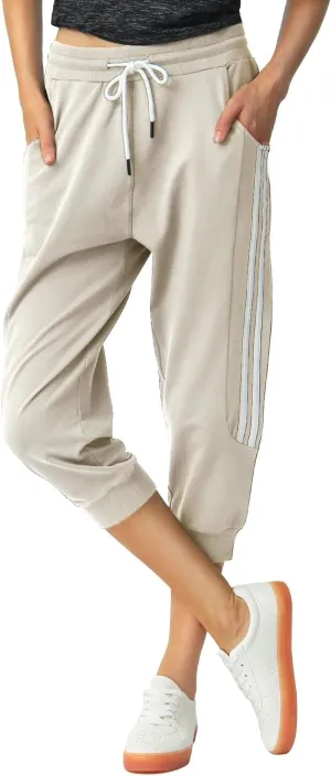 SPECIALMAGIC Women's Capri Pants Cropped Joggers with Pockets Elastic Waist Drawstring Capri Sweatpants