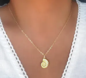 Spiral Seashell Charm Necklace Gold Shell Nautical Simple Chain Minimal Beach Jewelry