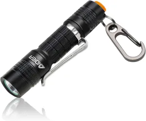Ultra Bright Compact EDC Keychain LED Flashlight 180lm Pocket Flashlight with Battery IPX7 Waterproof Tail Switch Flashlights for Camping, Hiking, Outdoor Activity and Emergency Lighting