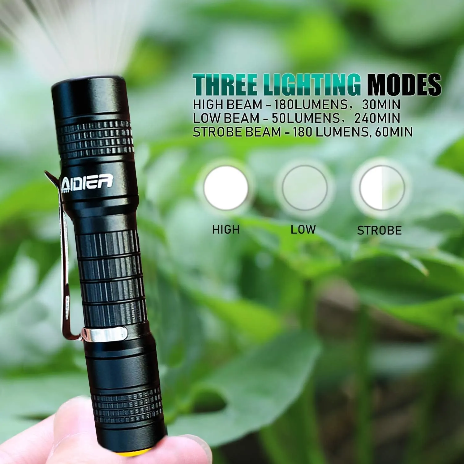 Ultra Bright Compact EDC Keychain LED Flashlight 180lm Pocket Flashlight with Battery IPX7 Waterproof Tail Switch Flashlights for Camping, Hiking, Outdoor Activity and Emergency Lighting
