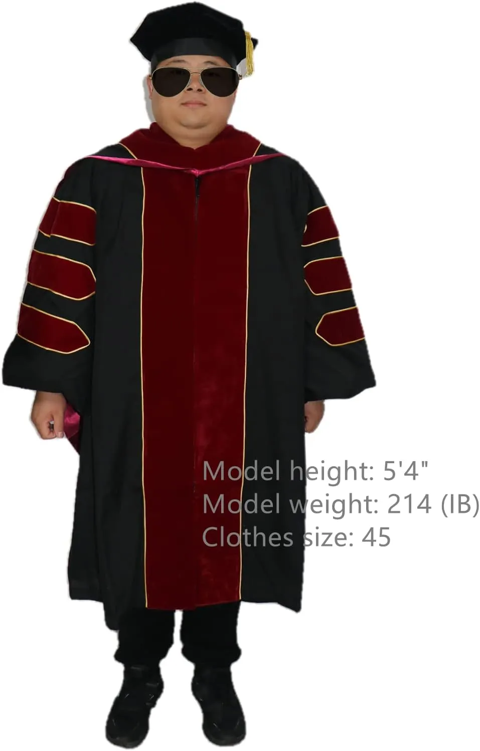 Unisex Deluxe Doctoral Graduation Gown and Doctoral Hood 8 Sided Tam Package
